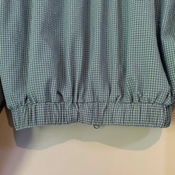 Free People Movement 40 Love Cropped Size Small Blue Checkered Jacket - Picture 5 of 12